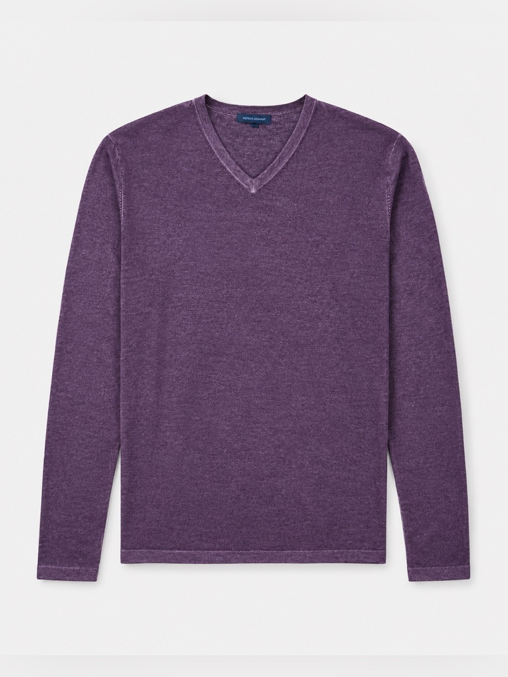 Patrick Assaraf 100% Extra-Fine Merino Wool V-Neck Sweater – Plum Purple XXL